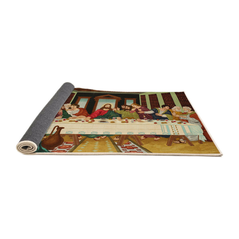 Beige/vert/brun Tapis décoratif adalira, Rond 5 pi