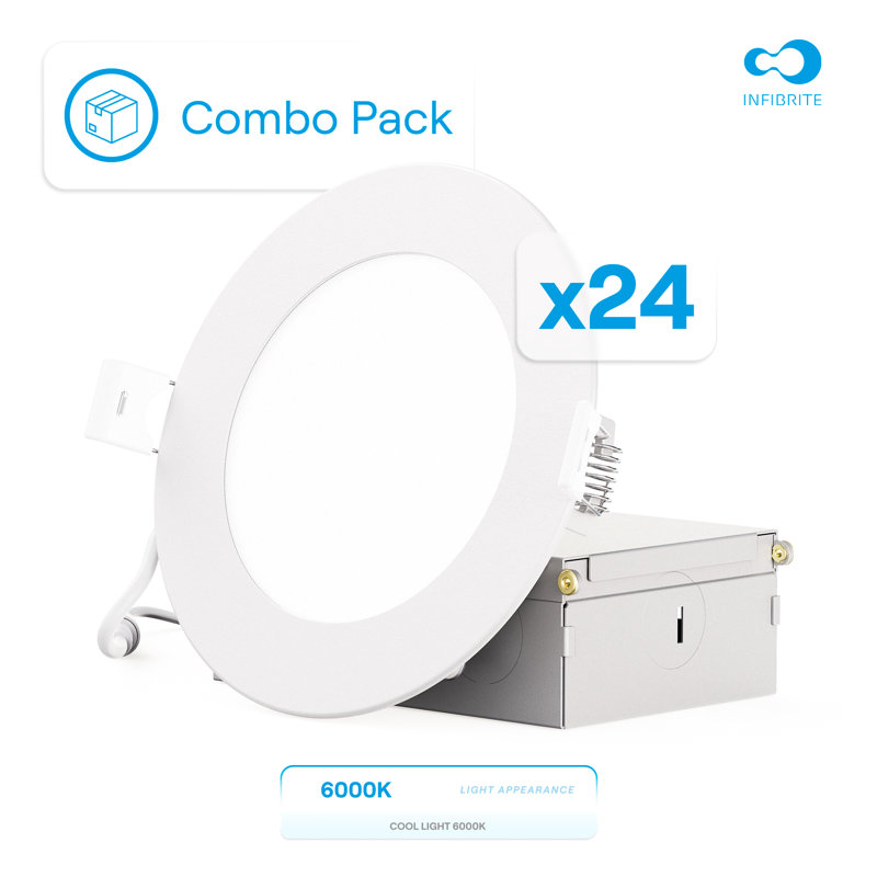 4" Slim Recessed LED, 9W, 6000K Clear White, Dimmable