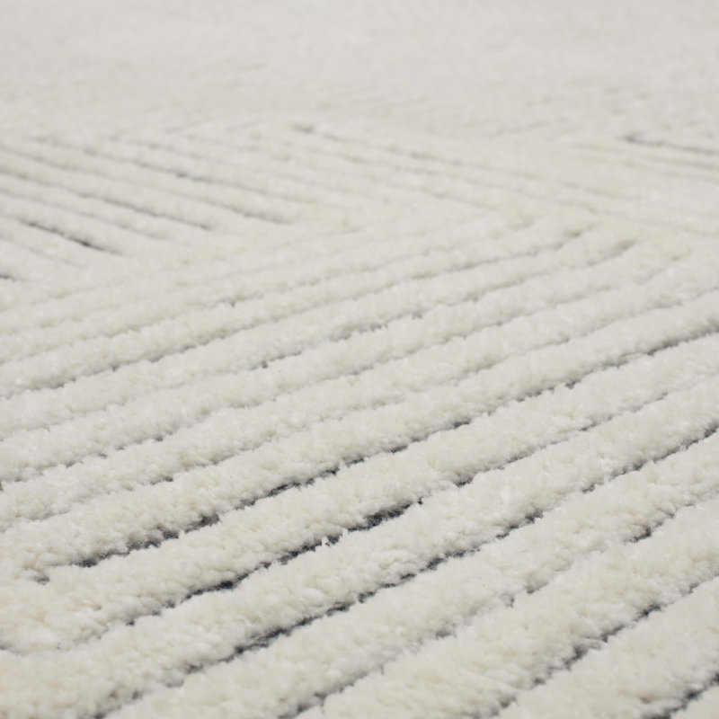 Handmade Black and White Geometric Synthetic 9' x 12' Area Rug