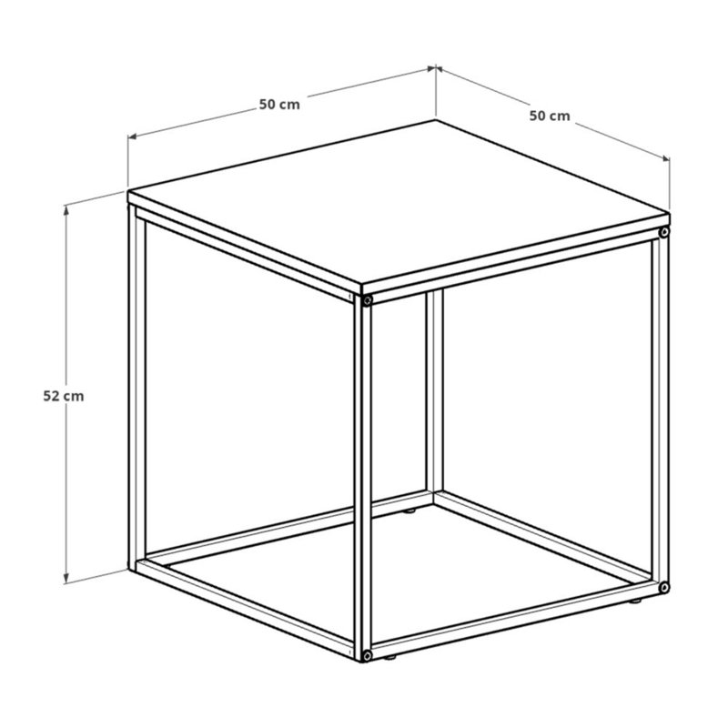 Modern Walnut Side Table with Metal Frame, 19.7 x 20.5 x 19.7 inches | 100% Melamine Coated Particle Board, Thickness: 0.6 inches | Ideal for Living Room & Bedroom, Stylish Industrial Design