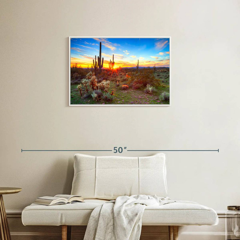 Paysage de désert de Sonora, Cadre flottant blanc, 31 po x 21 po