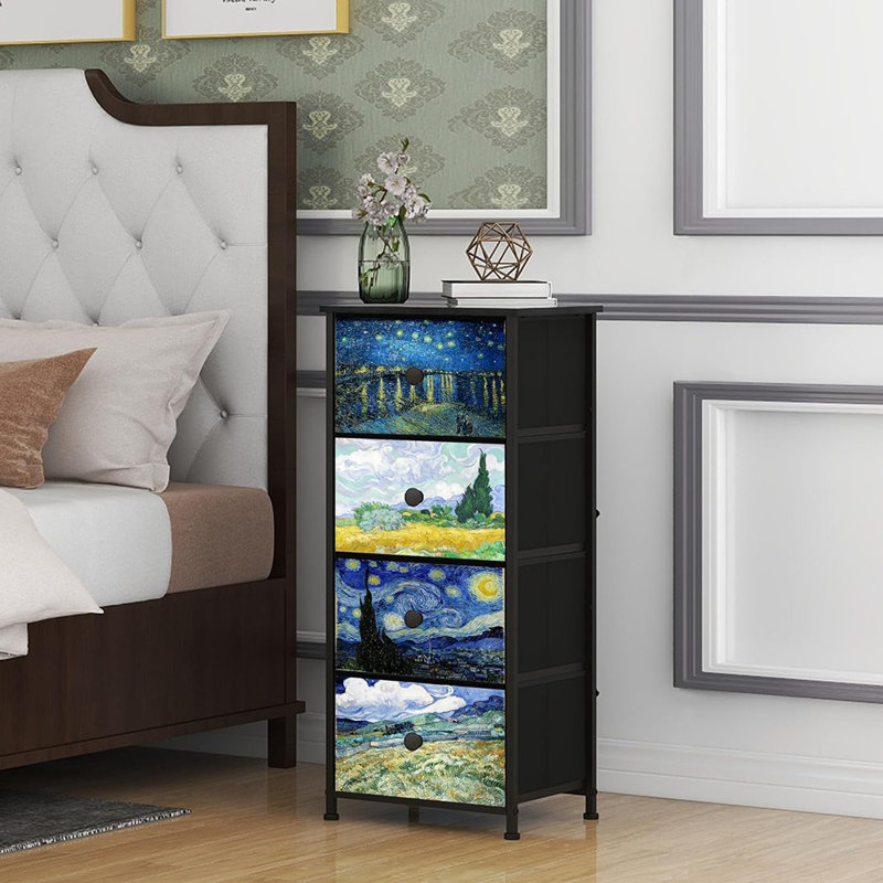 Commode pour chambre à coucher à 4 tiroirs avec commode à rangement vertical pour le couloir de la chambre d'enfant Armoire pour chambre de bébé Armoire robuste