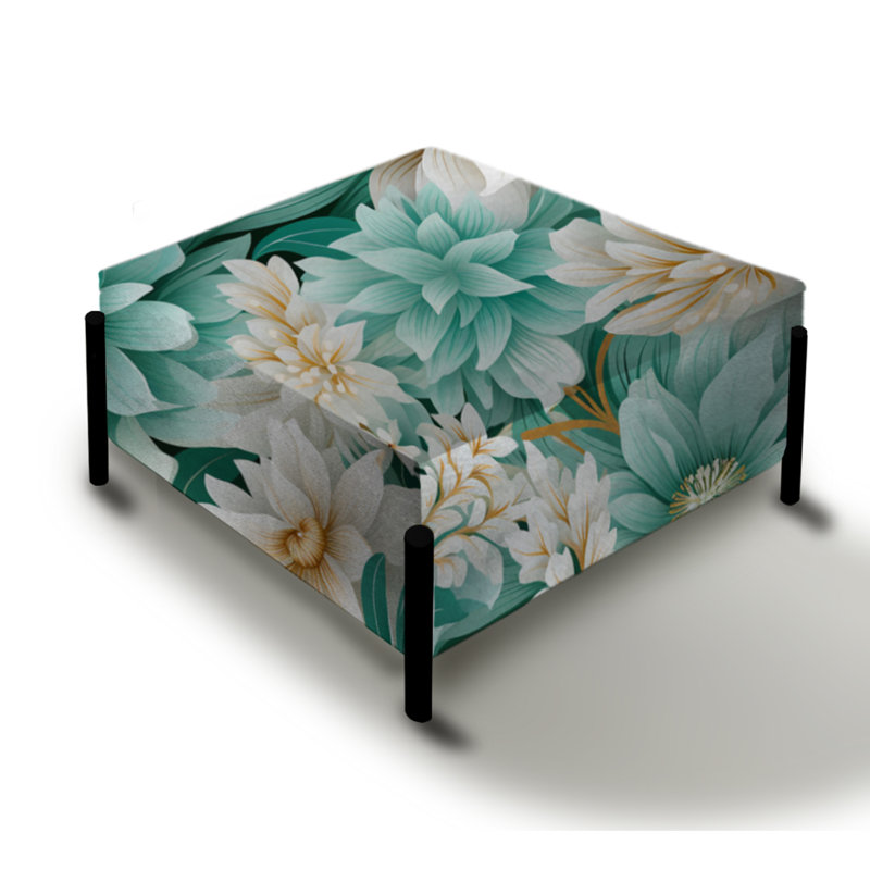 Motif bohémien Dream Emerald Dahlia - grand repose-pieds carré floral