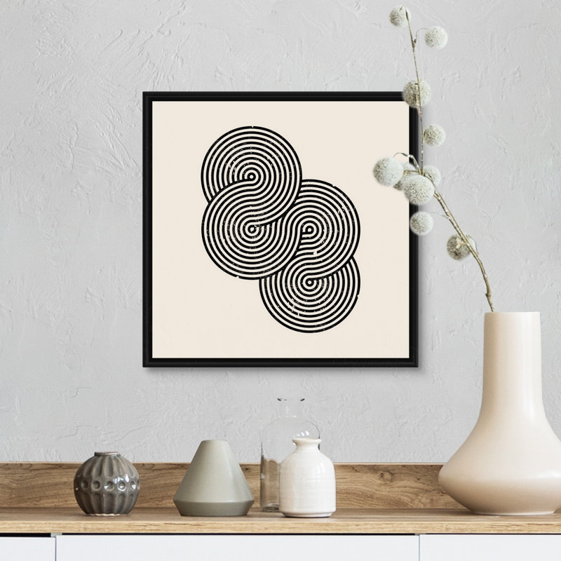 " RetroGeo - Swirls II ", Black Framed, 14" H x 14" W x 1.75" D