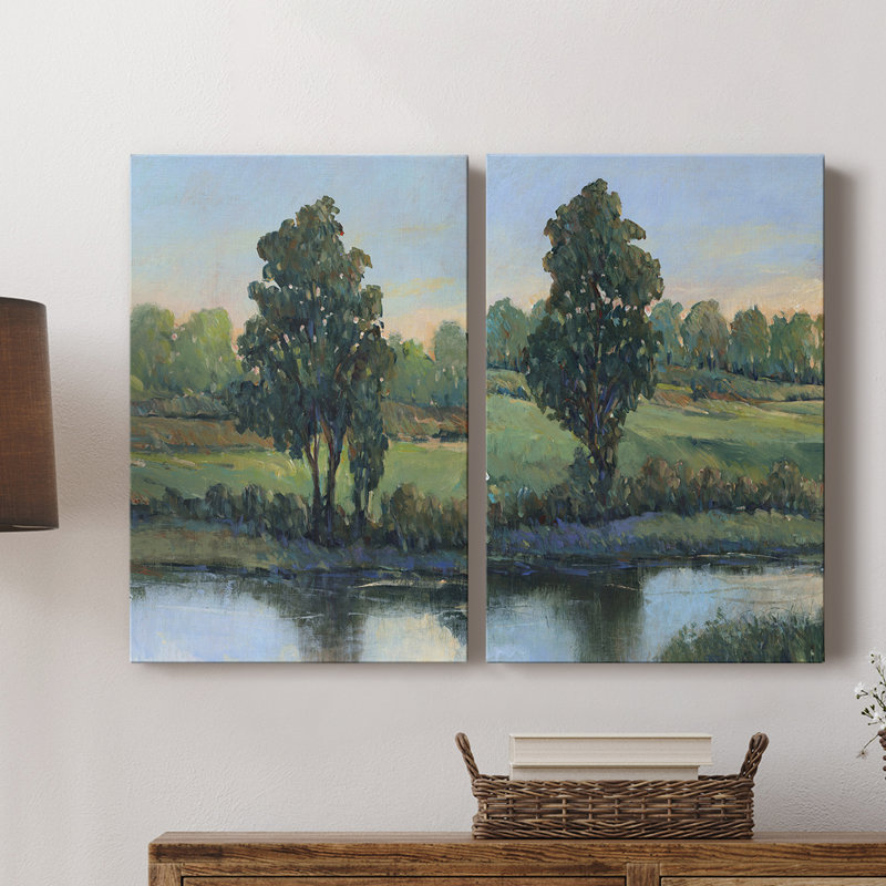 «Tree by the Riverbank» - Toile tendue avec châssis I-Premium, H 18 po x l 12 po