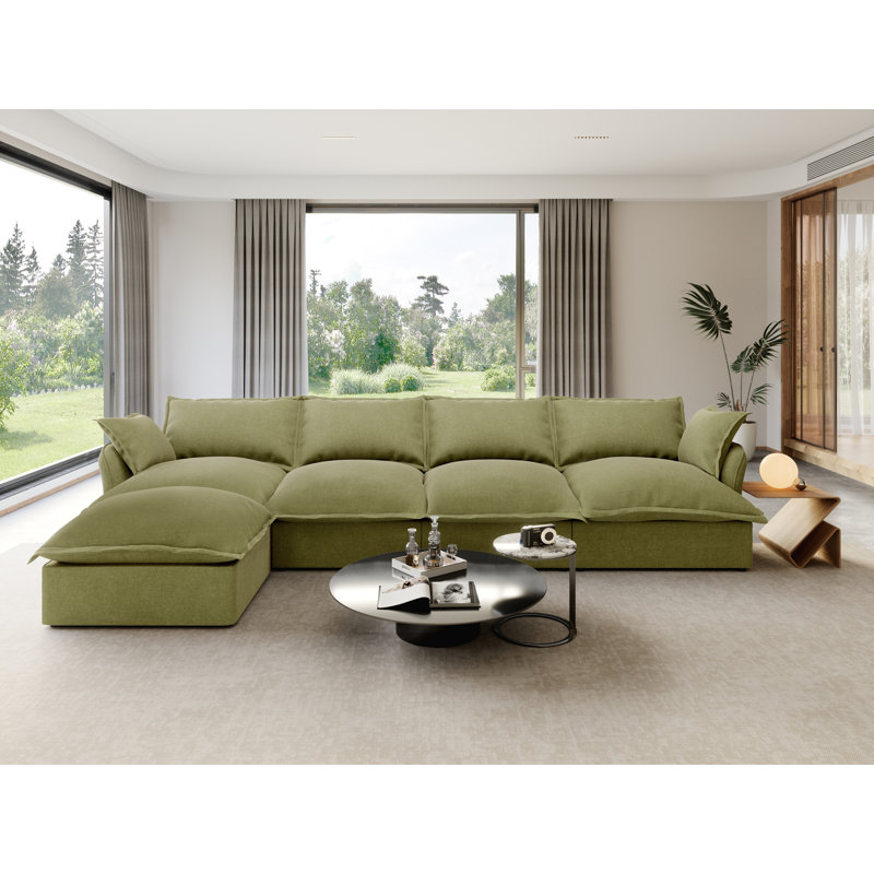 Modular Sectional Couch Down Filled Sofa, Comfty Convertible Deep Seat Cloud Couch For Living Room, Detachable Washable Couches Cushion Covers