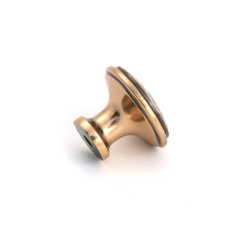 Hammered Round Knob, Polished Bronze, 1.57" Knob Diameter