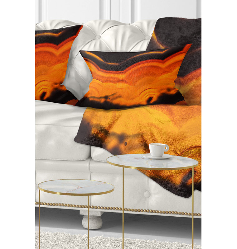 Agate Macro Orange - Abstract Printed Pillow