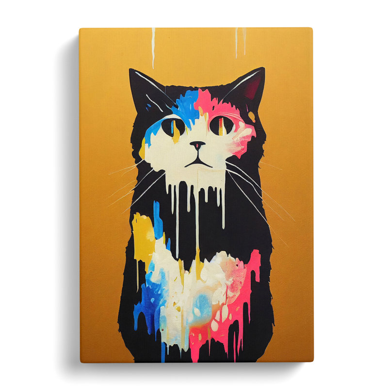 Painted Cat No.2 - Wrapped Canvas, 76cm H x 50cm W x 3cm D