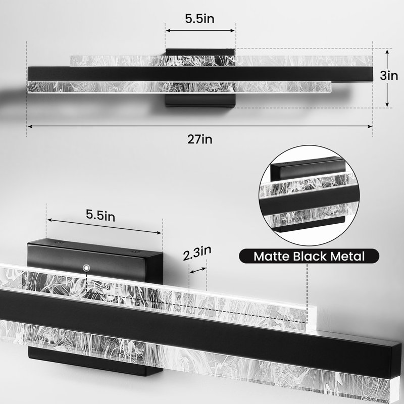 Cassanova 27" Dimmable LED Bath Bar, Matte Black
