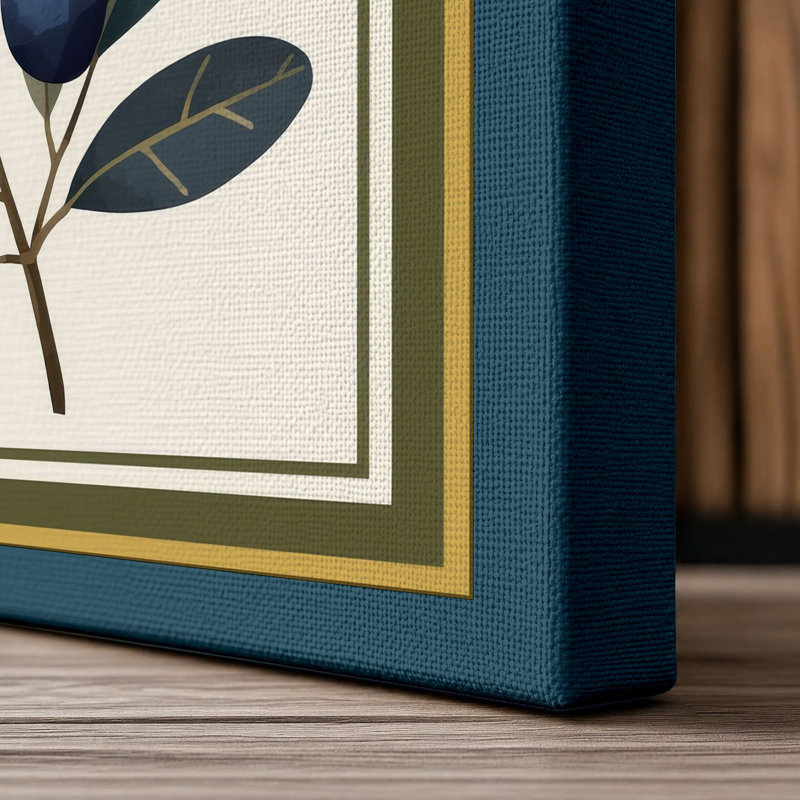 Botanica with Berries Botanical - Wrapped Canvas, 30x20 - 76.2 x 50.8 cm, Teal Border