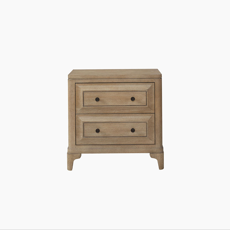 Dana Heights 2-Drawer Nightstand with USB Charging – Sand Finish, Mindi Veneer