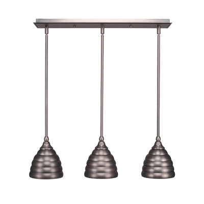 Luminaire suspendu linéaire à 3 lumières avec abat-jour en métal 6 po Beehive