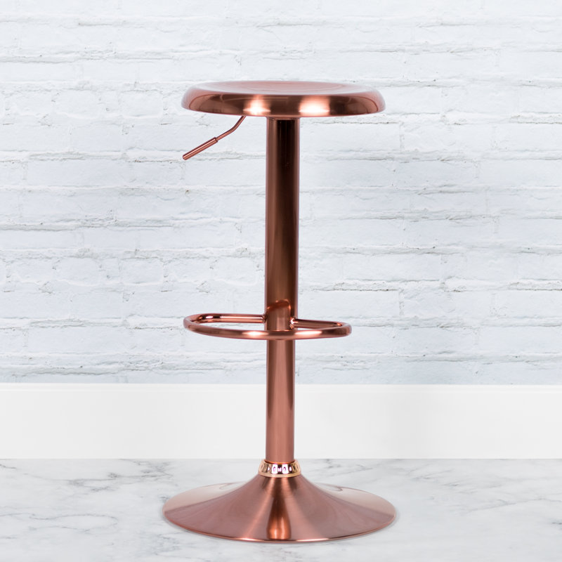 Adjustable Height Retro Barstool, Rose Gold