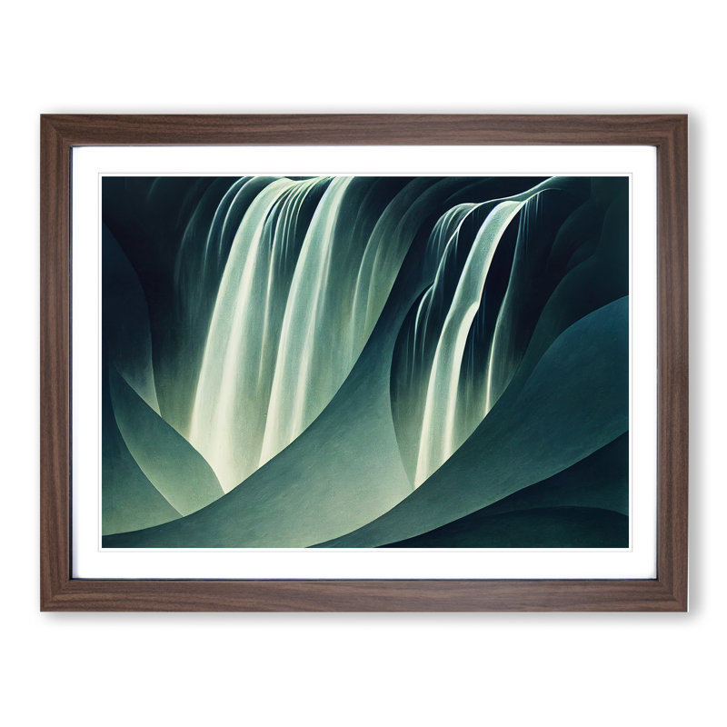 Shimmering Waterfall - Framed Print, 25cm H x 34cm W x 2cm D, Walnut