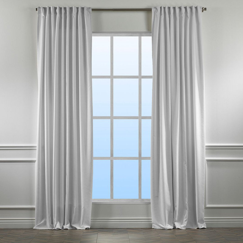 Room Darkening Single Curtain Panel, Pure White, 260cm Width x 265cm Drop