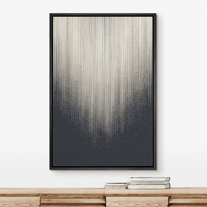 Grunge Duotone Paint Stroke Landscape - Painting on Canvas, Black, 16" W x 24" H