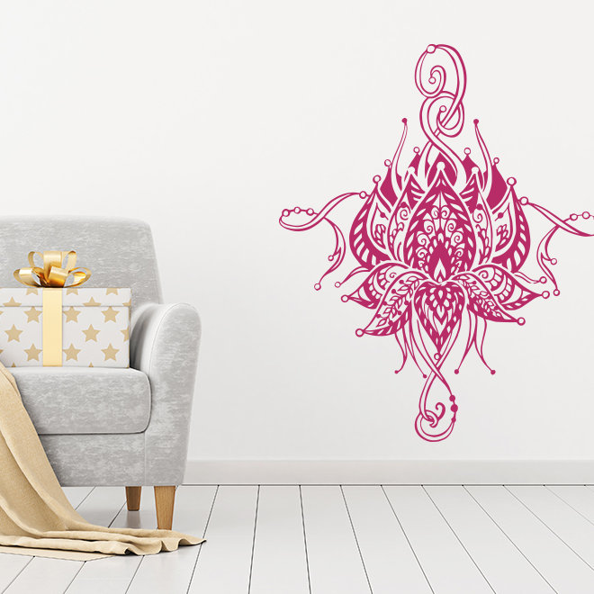 Décalcomanie murale fleur lotus Buller, Rose vif