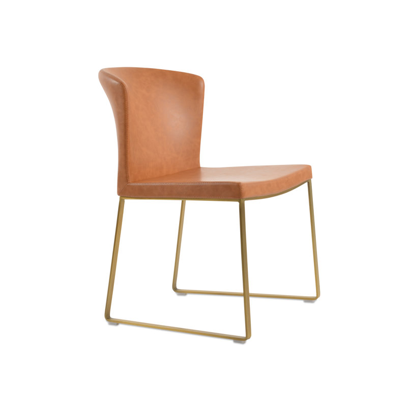 Chaise de salle à manger rembourrée Capri, Caramel, Laiton