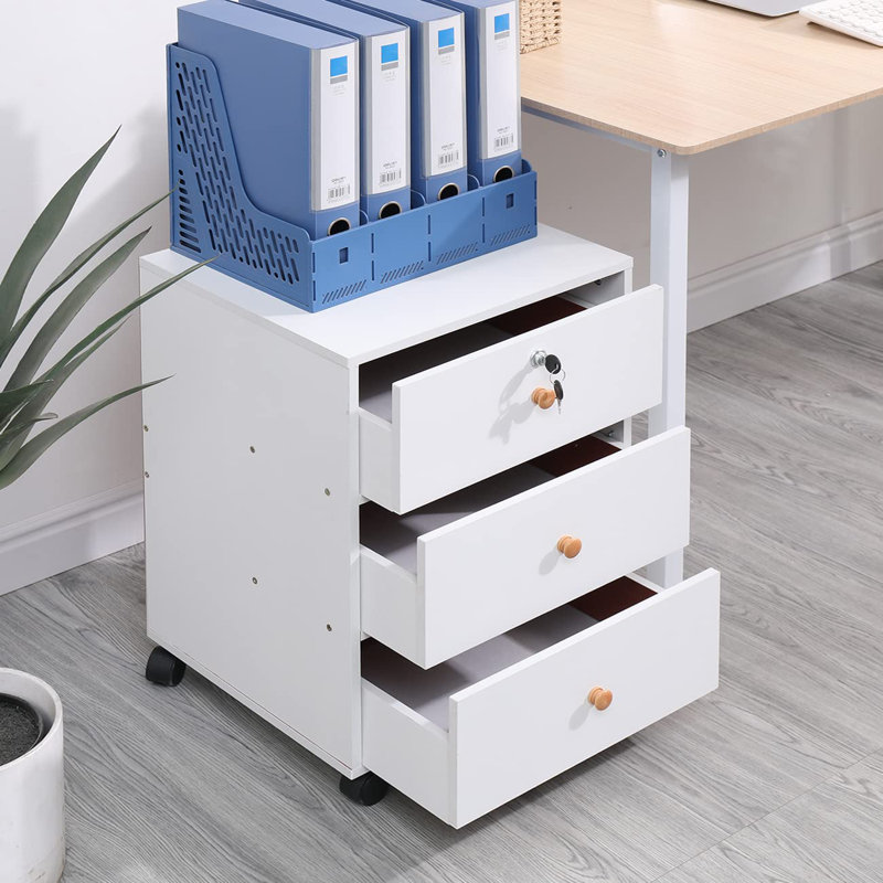 Lakemia 40 cm W 3 -Drawer Filing Cabinet, Warm White
