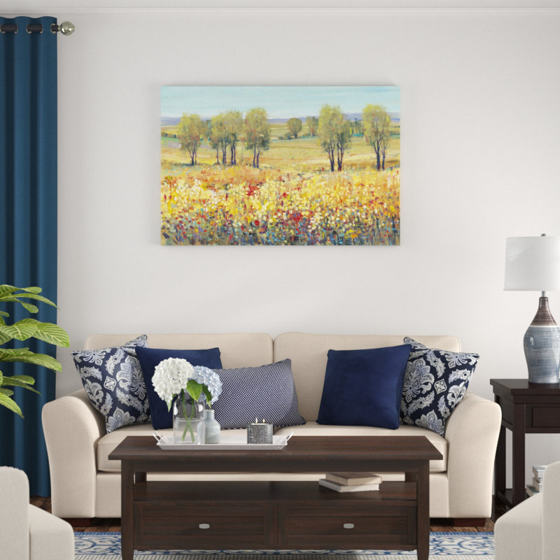 «Golden Fields I», peinture sur toile, H 32 po x l 48 po