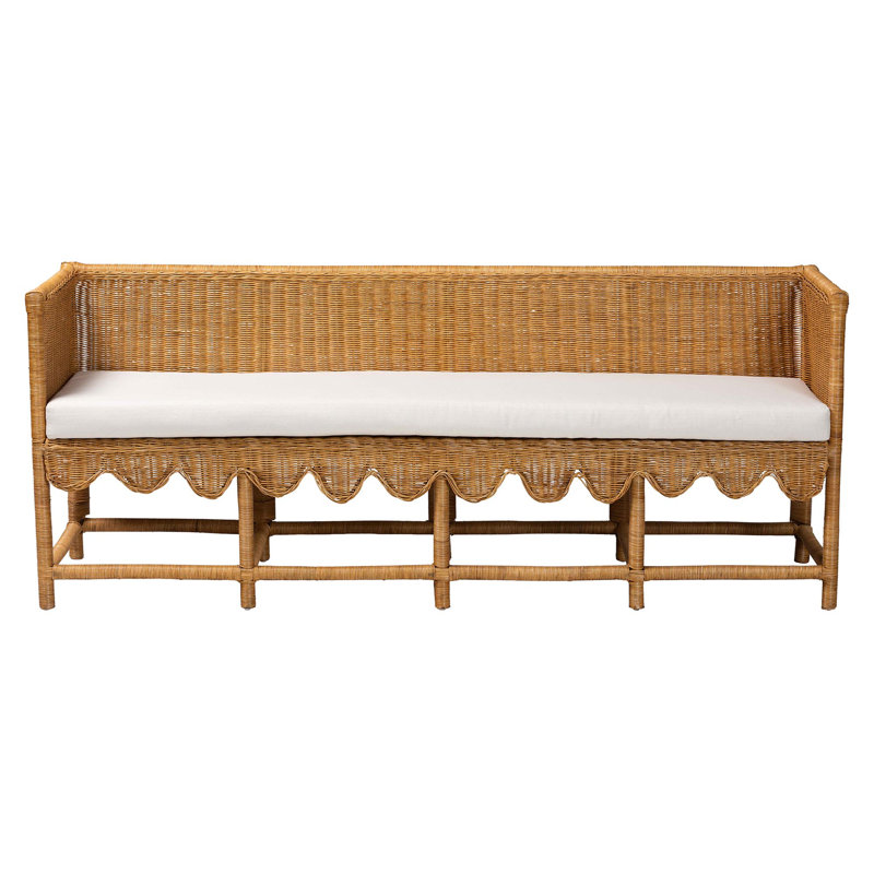 Bali & Pari Seranay Bohemian Scallop Rattan Accent Bench, 29.5" H x 73" W x 19.7" D