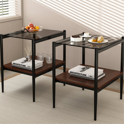 Table de bout Modern Living, verre trempé et table pratique en L 19,1 po