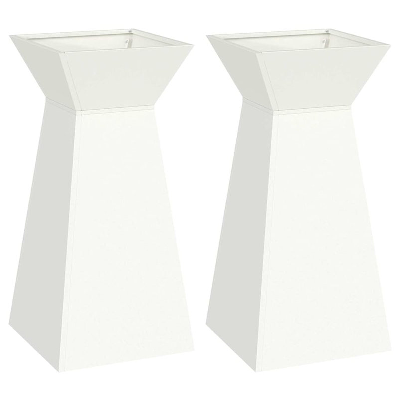 Pillar Planter Garden Outdoor Decor Modern Display Stand Terrace Holder, 73cmH x 35cmW x 35cmD, White