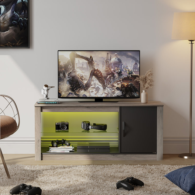 Meuble télé pour téléviseur de 55 po ou moins Aldegonde, Gris délavé