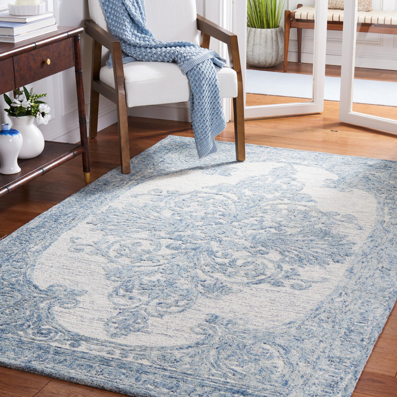 Tapis bleu / ivoire Metro 616, Rectangle de 5 pi x 8 pi
