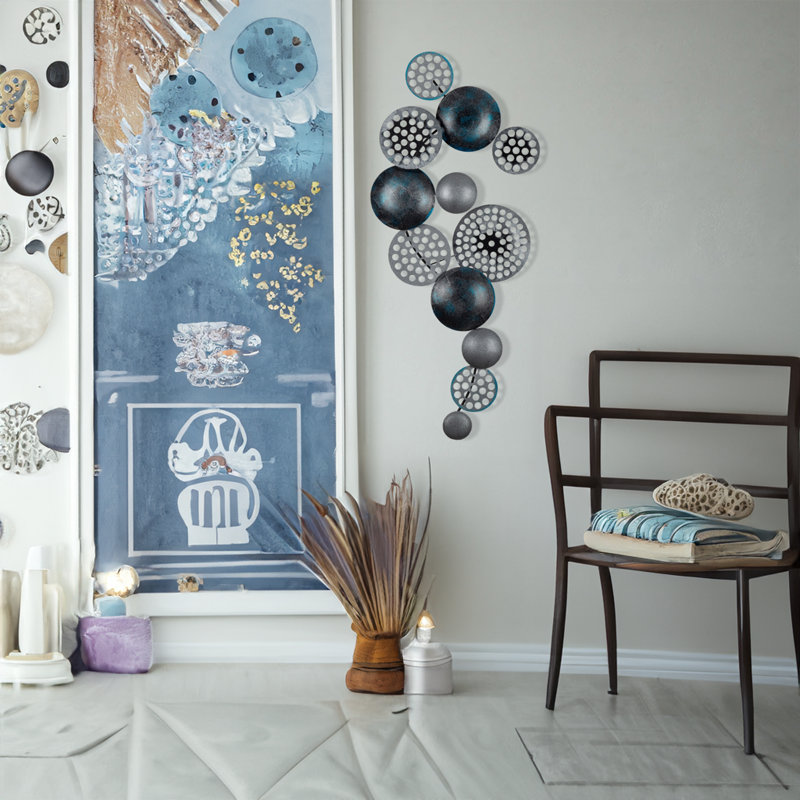 Hand-Painted Decorative Metal Wall Accessory, 35.4 x 3.1 x 16.5 inches | 100% Metal Construction (Thickness: 0.03 inches) | Unique Color Variations, Perfect for Home Decor, Stylish and Durable Design