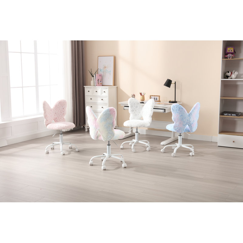 Aafia Kids 19.75" Adjustable Height Desk or Activity Chair, Rainbow Pink