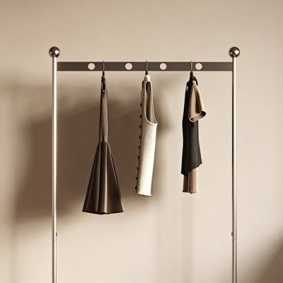 Stainless Steel Saddle Leather Rolling Coat Rack