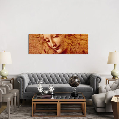 Female Head by Leonardo Da Vinci - Wrapped Canvas Panoramic Painting
