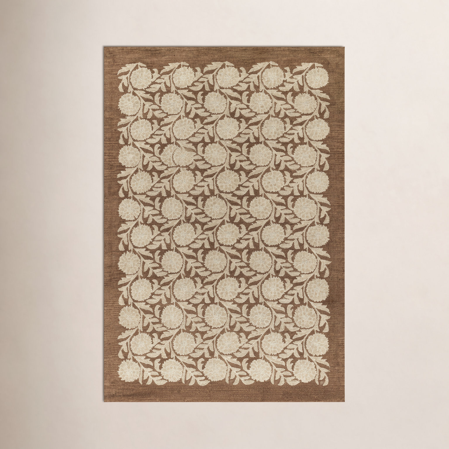 Eleanora Brown Hand-Tufted Floral Wool Rug, 5' X 7'6"