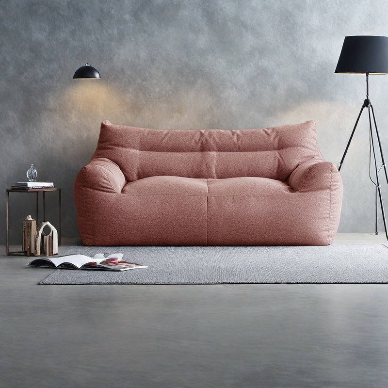 Canapé simple en coton et lin, Mélange de coton rose