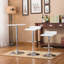 Ensemble de tables de bar réglables en bois et en métal chromé et 2 tabourets pivotants réglables en chrome