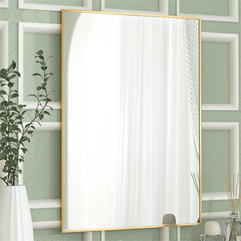 Miroir de salle de bain mural Lucson, 28 po x 20 po, Argent argent
