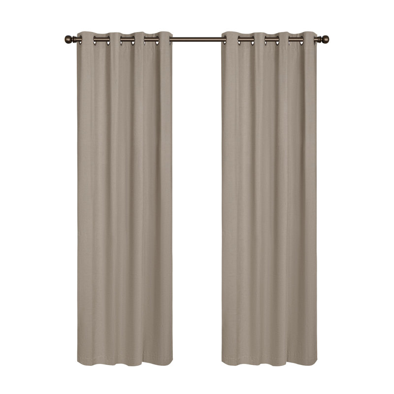 Linen Slub Blackout Grommet Curtain Pair(2 Panels), Taupe, 52" W x 108" L
