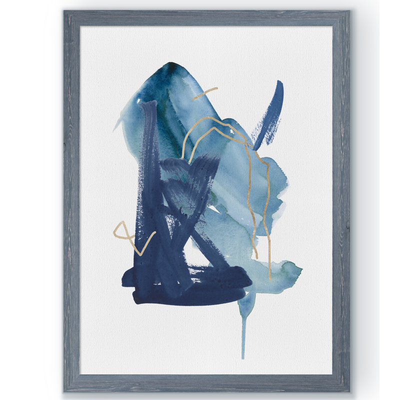 «Indigo Collide II» par Paul Cezanne - reproduction d'art encadrée, Toile encadrée, blanc, H 22 po x l 16 po x P 2 po