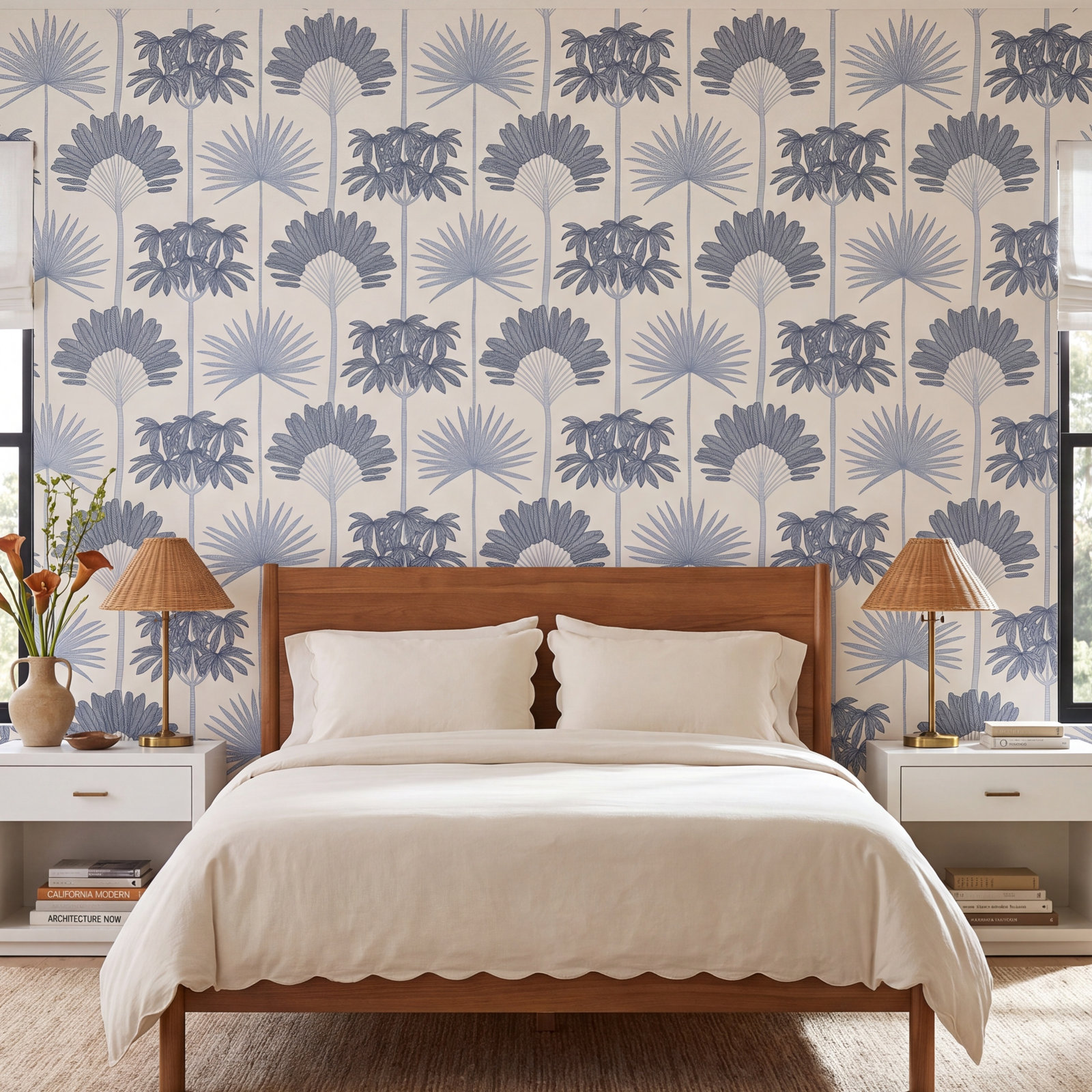 Popplewell Peel & Stick Floral Wallpaper, Blue