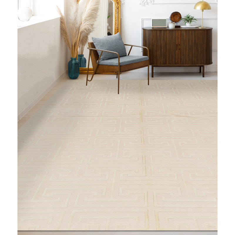 Geometric Area Rug in Cream