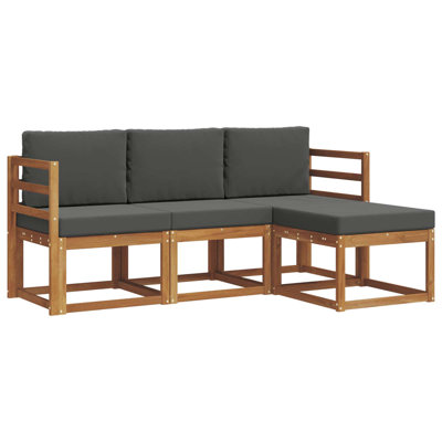 vidaXL Outdoor Sofa Set with Cushion 4 pcs Natural and Anthracite