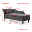 Chaise longue en velours gris avec pieds en bois massif et rangement