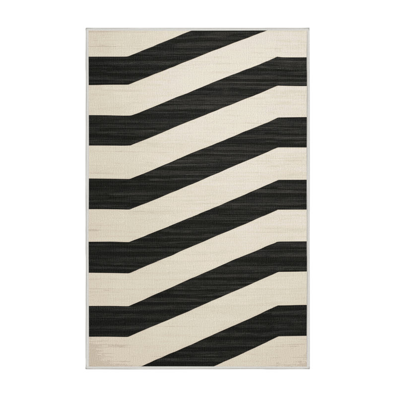  Tapis lavable rayé gris anthracite lavable, Rectangulaire 8 pi x 10 pi