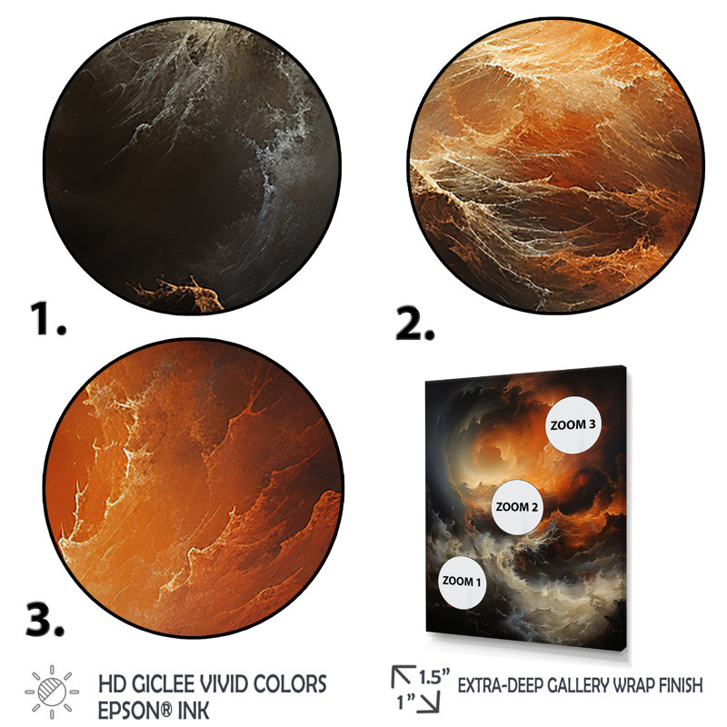 «Vanola Orange Storm Force of Nature II», reproduction sur toile, H 32 po x l 24 po x P 1 po, Toile tendue