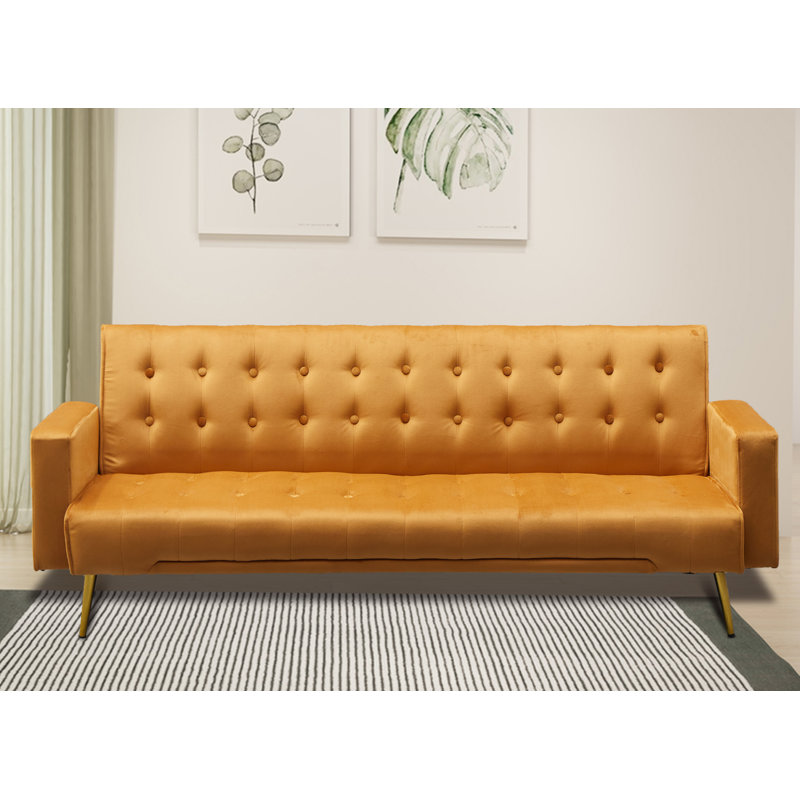 Verdeen Twin 74'' Velvet Convertible Sofa, Ginger Velvet