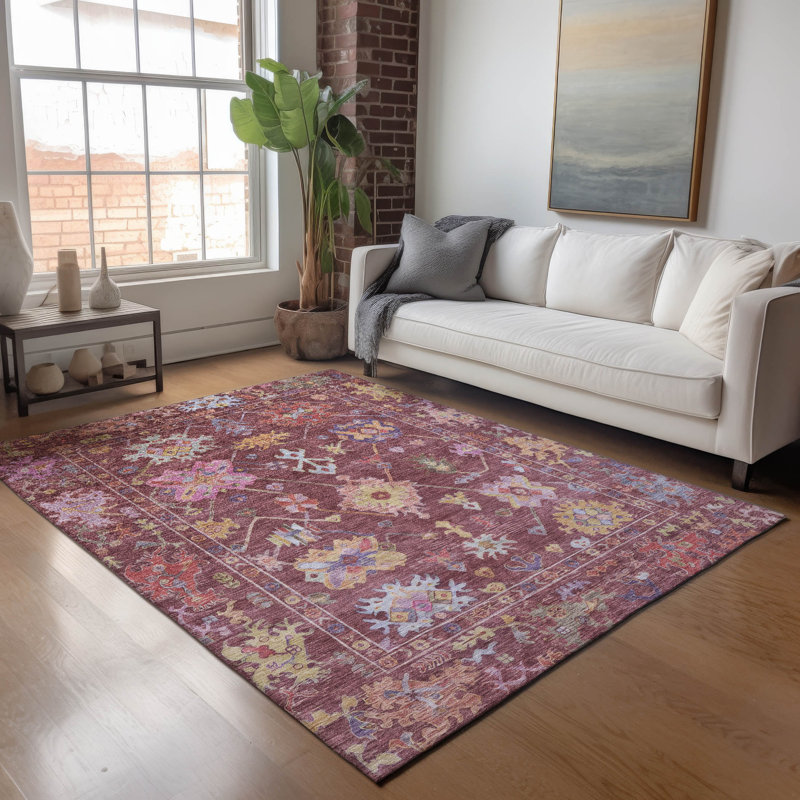 Tapis intérieur / extérieur lavable à la machine Kaczor ACN2234 Global, Rectangle 10 pi x 14 pi