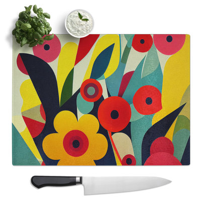 Amazing Abstract Flowers  Glass Chopping Board