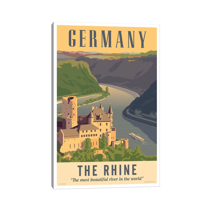 Germany Travel Poster by Jim Zahniser - Graphic Art, No Mat, Wrapped Canvas, 12" H x 8" W x 0.75" D